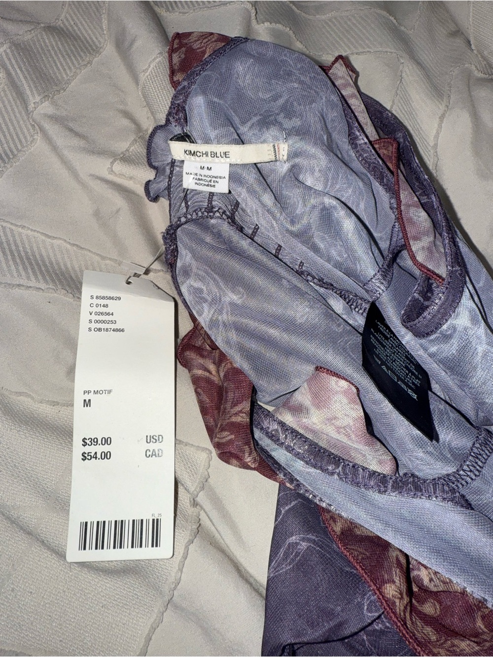 Kimchi Blue Purple Floral Ruffled Tank Top - Picture 2 of 2